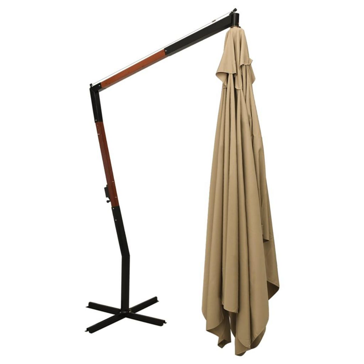 VIDAXL Parasol de jardin en porte-a-faux avec mat en bois taupe