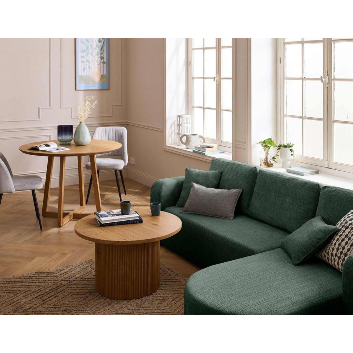 BEST MOBILIER Miro - canapé d'angle réversible - 4 places - convertible avec coffre - en velours texturé