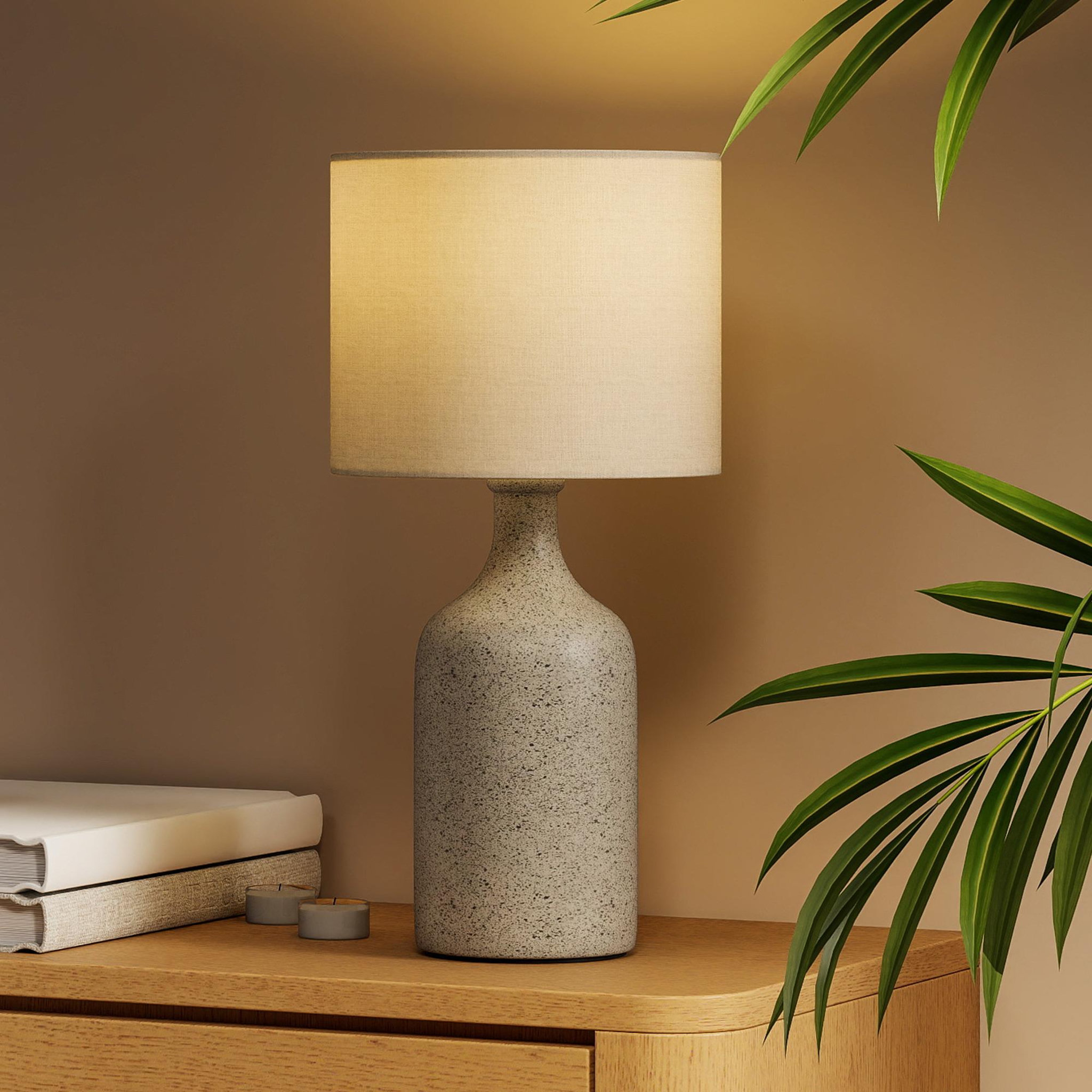 Voir la diapositive 5 : HOMCOM Lampe de table design effet grès céramique lin