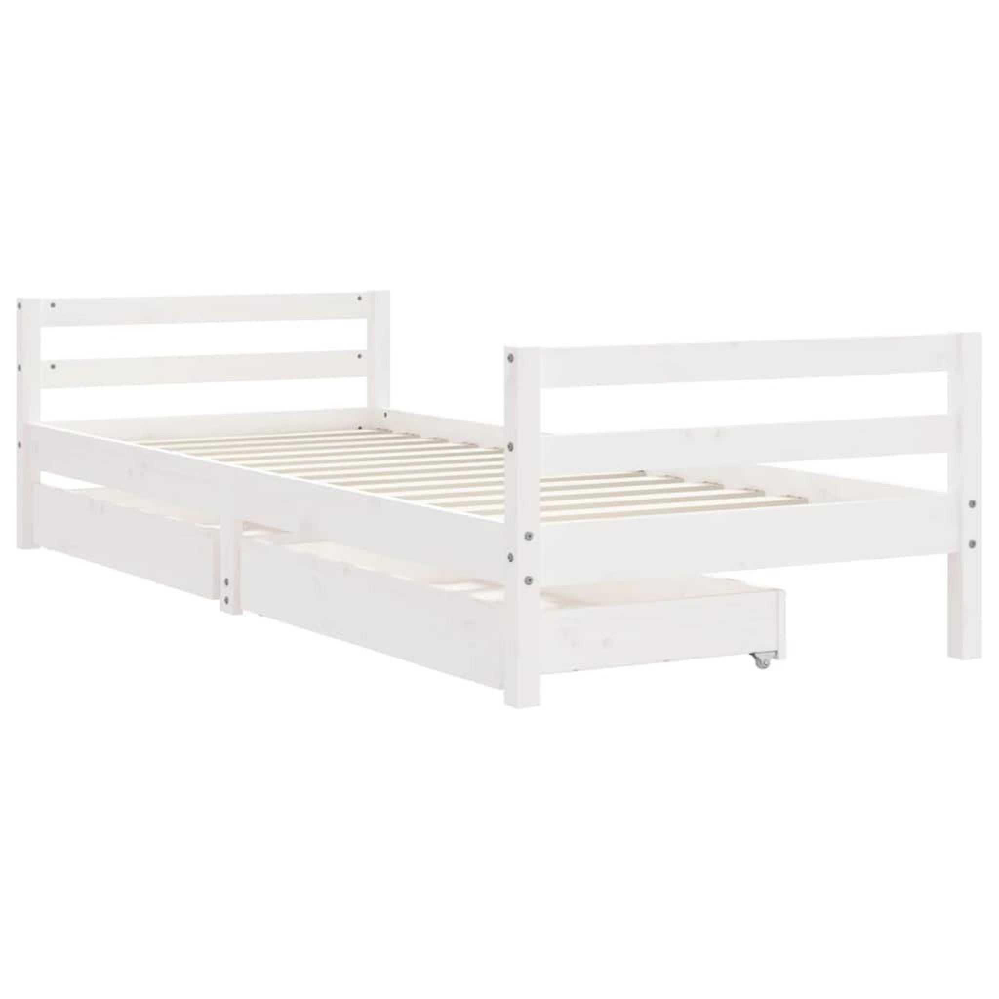 Voir la diapositive 3 : VIDAXL Cadre de lit enfant tiroirs blanc 80x200 cm bois de pin massif