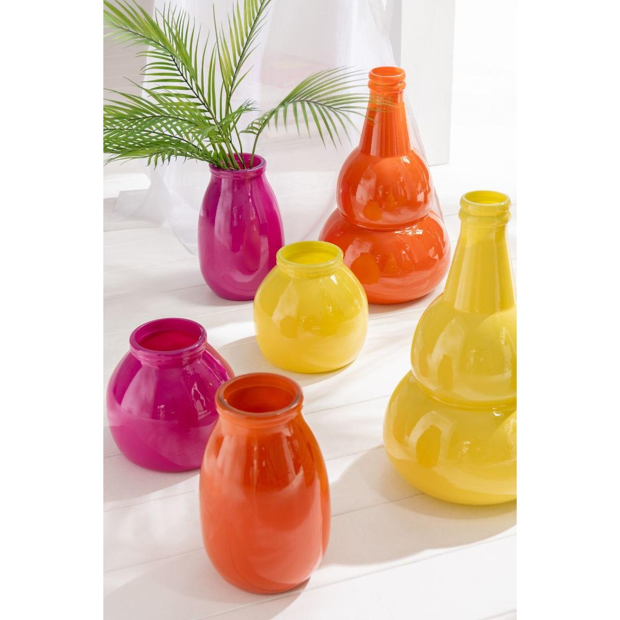 Voir la diapositive 3 : J-LINE Vase déco en verre  cocoon  28cm rose