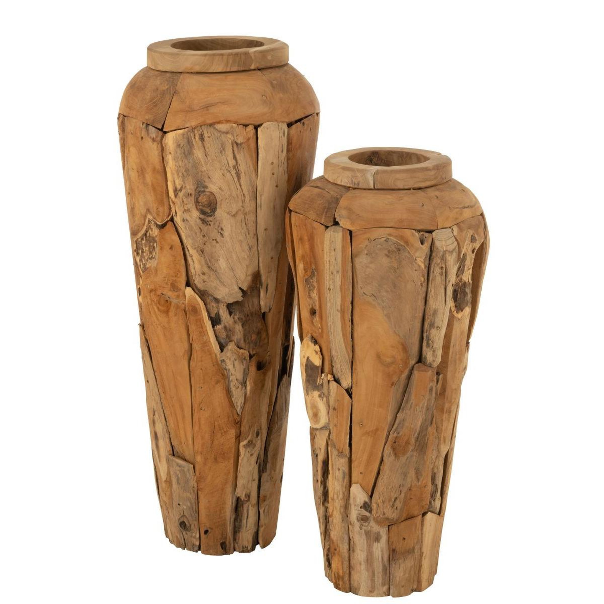 Voir la diapositive 2 : J-LINE Vase déco en teck  scot  92cm naturel