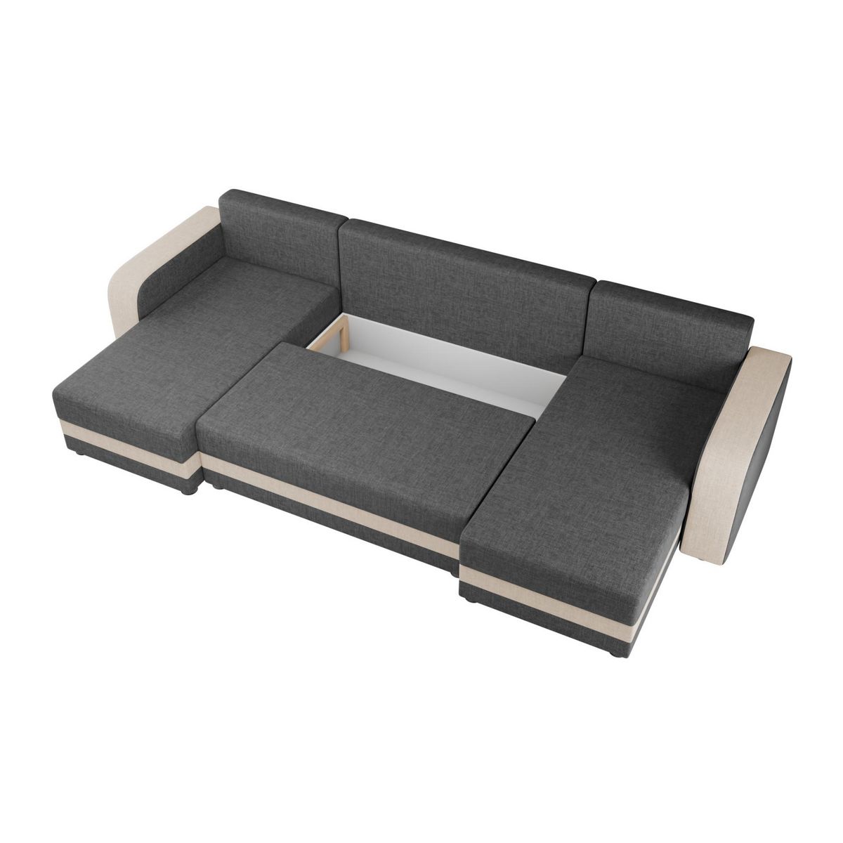 BEST MOBILIER Harvey - canapé panoramique en u - 7 places - convertible avec coffre - en tissu