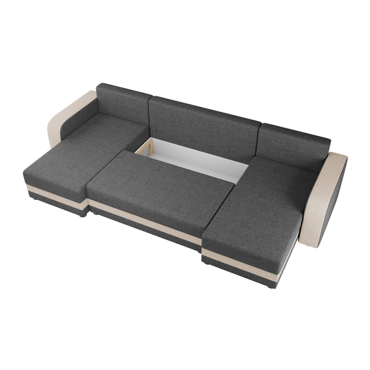 BEST MOBILIER Harvey - canapé panoramique en u 7 places convertible avec coffre en tissu bicolore