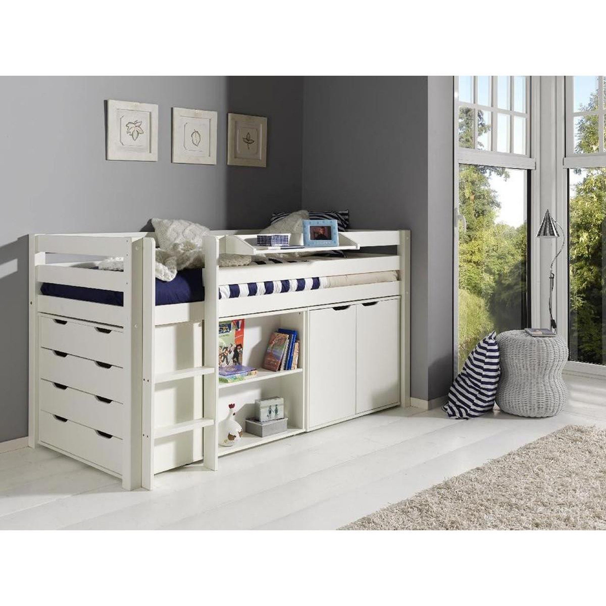 Voir la diapositive 2 : Paris Prix Commode 4 tiroirs enfant  pino  86cm blanc