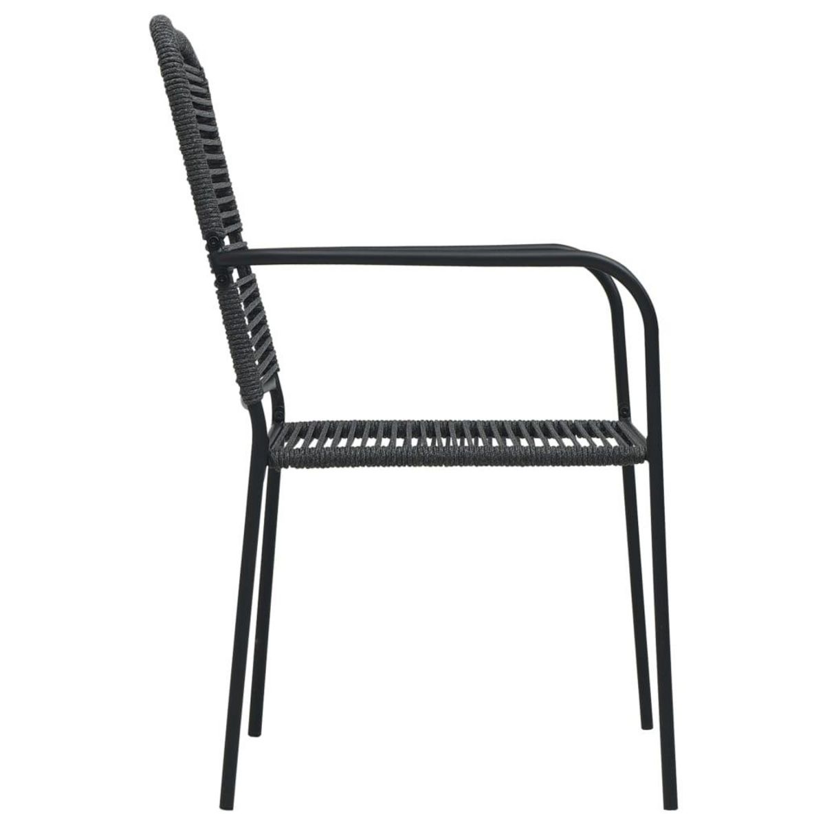 VIDAXL Chaises de jardin lot de 2 Corde en coton et acier Noir