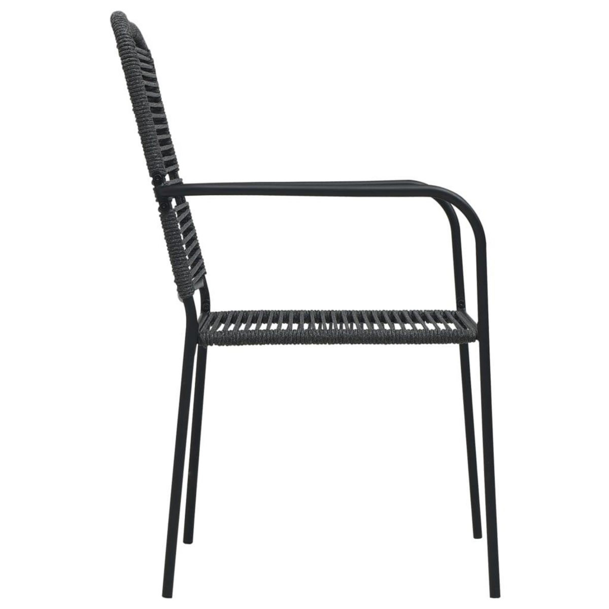 VIDAXL Chaises de jardin lot de 2 Corde en coton et acier Noir