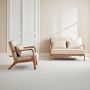 Voir la diapositive 5 : SWEEEK Banquette 2 places + Fauteuil en bois et tissu beige