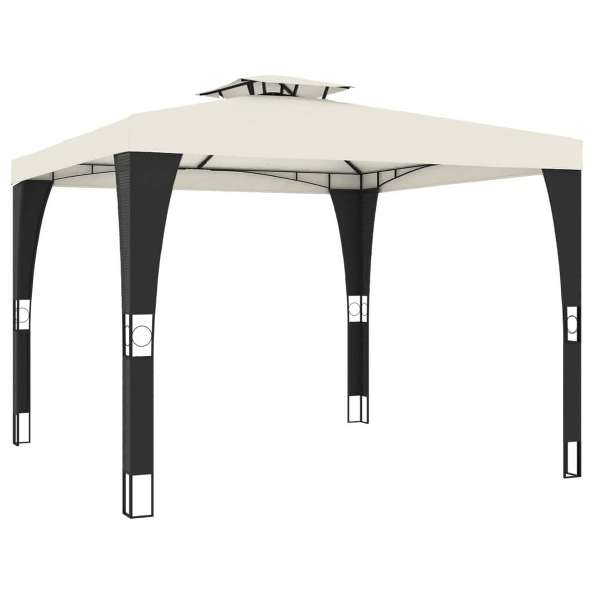 Voir la diapositive 2 : VIDAXL Tonnelle a double toit creme 2,98x2,98 m acier