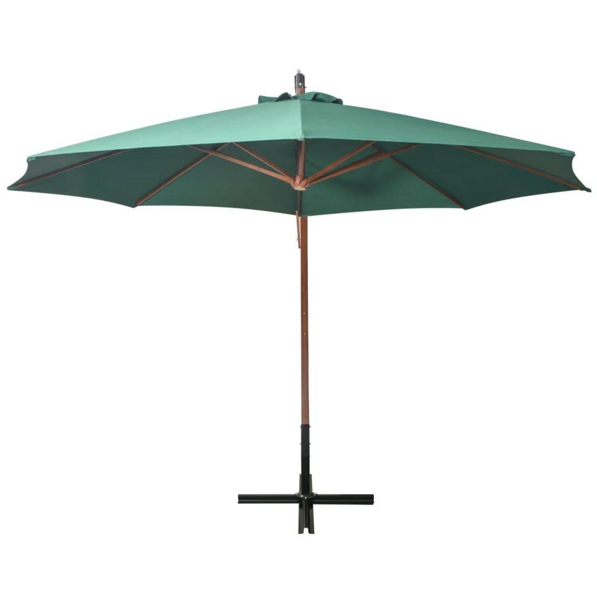 VIDAXL Parasol suspendu avec poteau en bois 350 cm vert