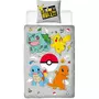 Pokemon Pokémon - Parure de Lit Enfant Pikachu Starters - Housse de Couette 140x200 Taie d'Oreiller 63x63 cm