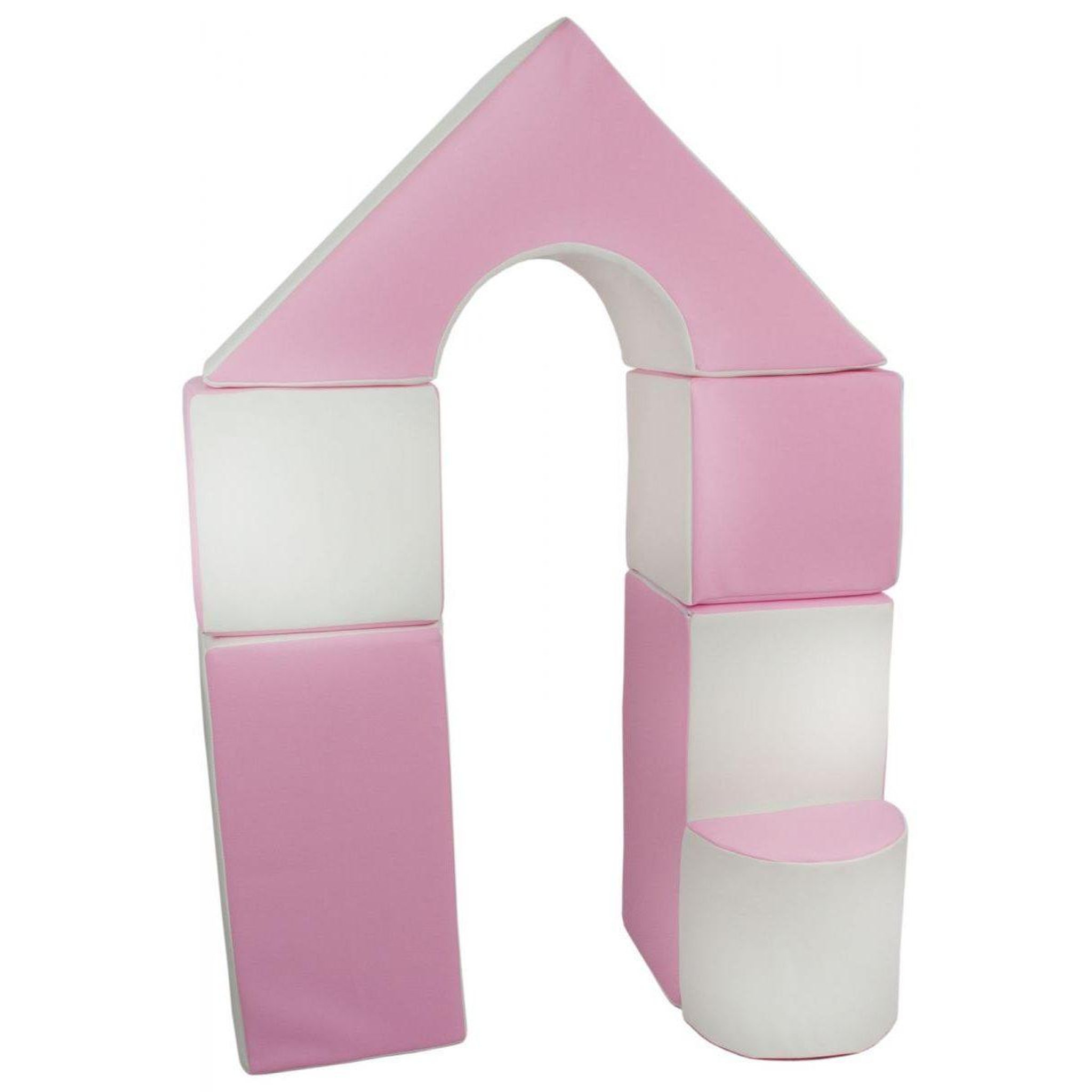 VELINDA Petit château - lot de 11 blocs en mousse pour le jeu blanc, rose (pastel)