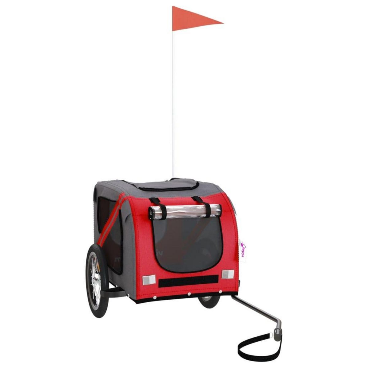 VIDAXL Remorque de velo pour animaux de compagnie rouge et gris