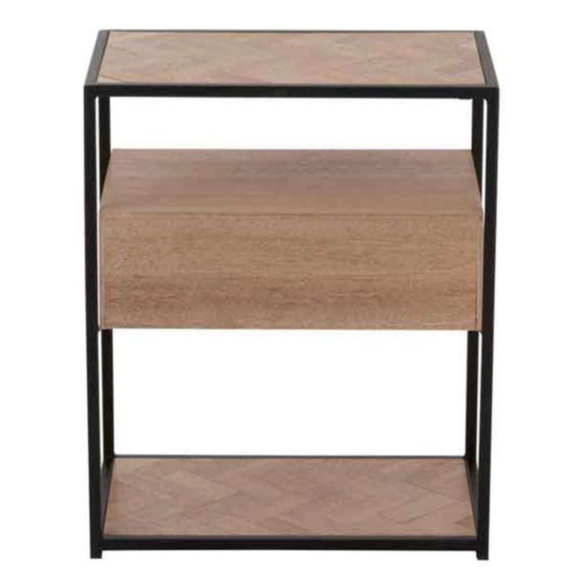 Paris Prix Table d'Appoint 1 Tiroir  Miraza  61cm Naturel & Noir