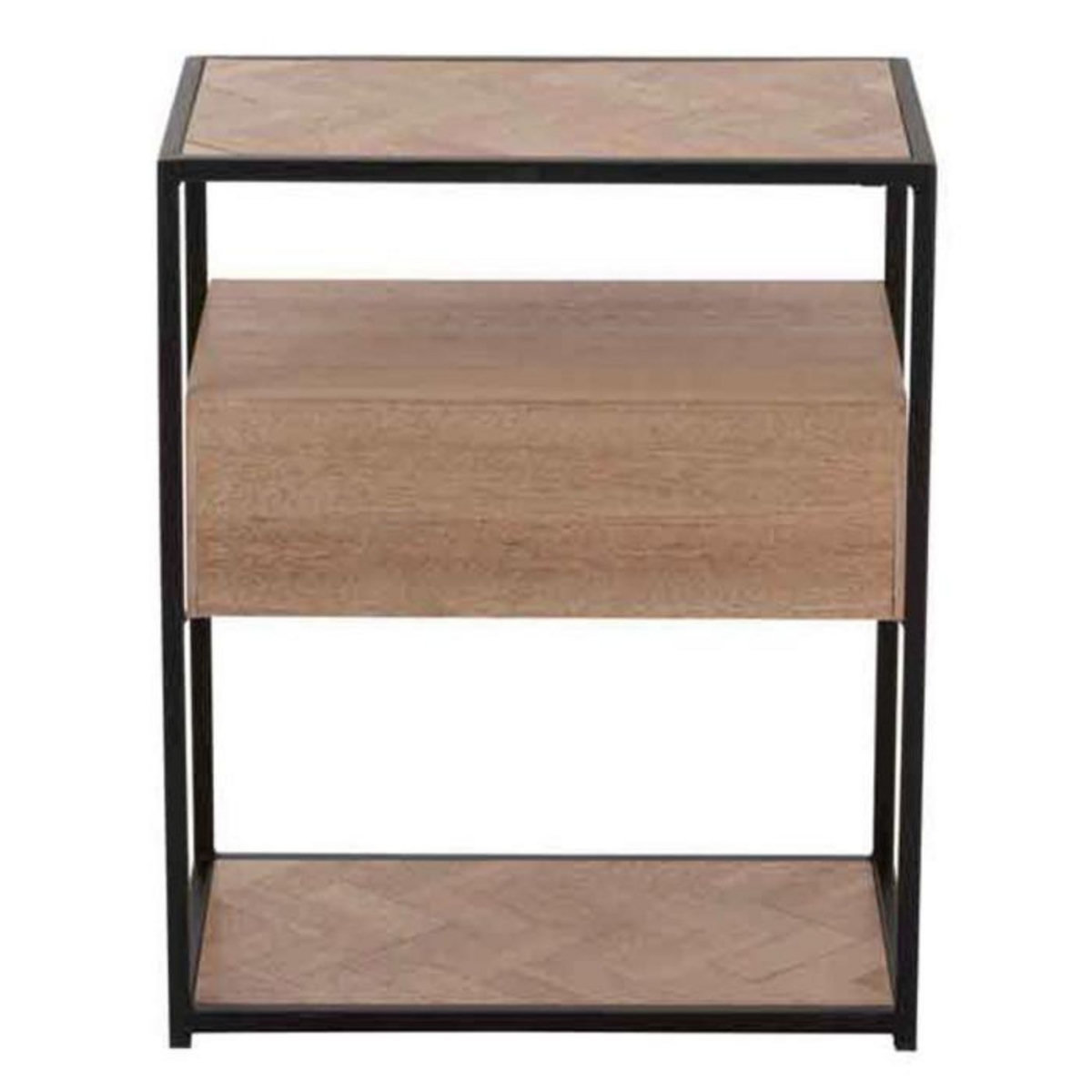 Paris Prix Table d'Appoint 1 Tiroir  Miraza  61cm Naturel & Noir
