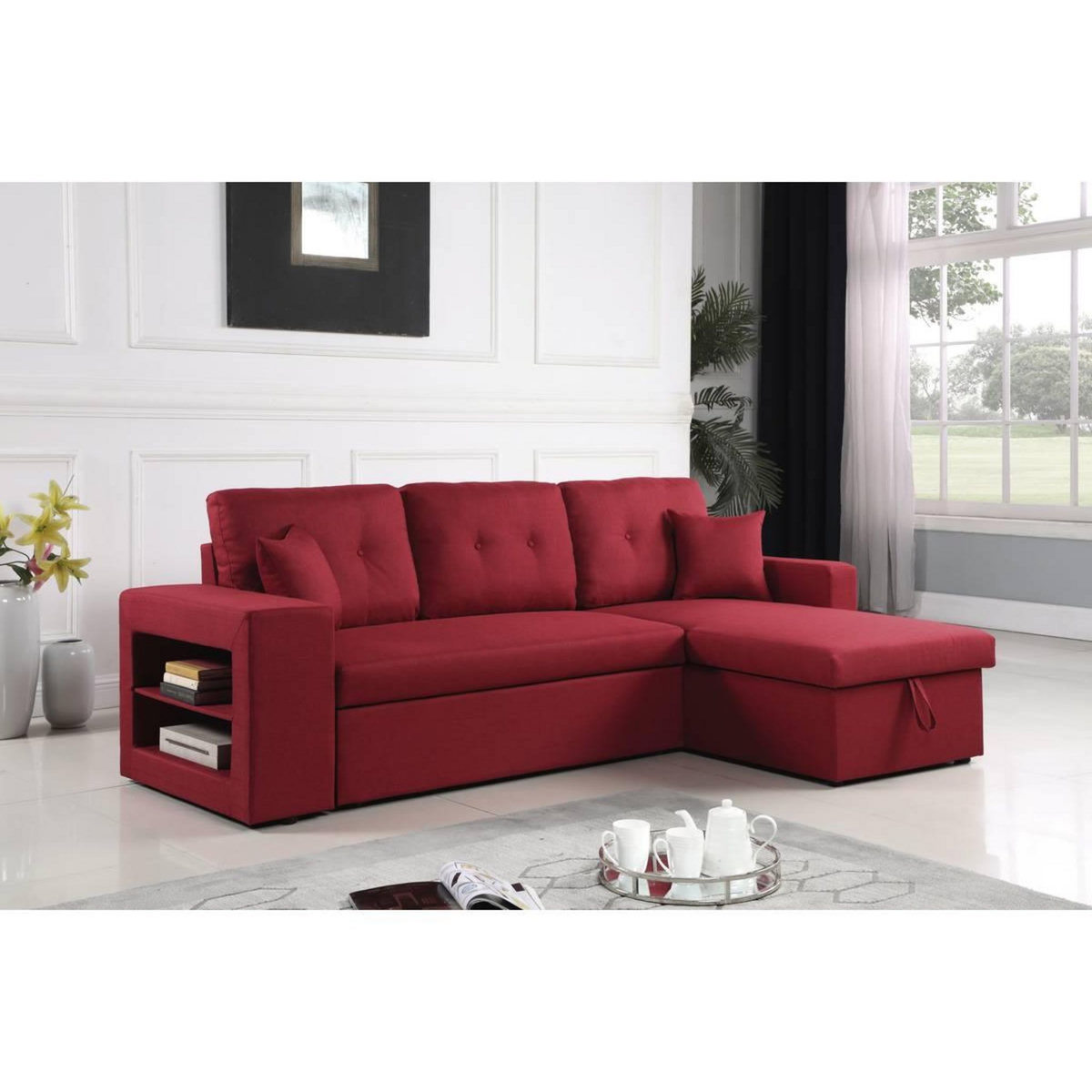 Habitat et Jardin Canapé d'angle convertible/réversible  Axel  - 3 places - Rouge