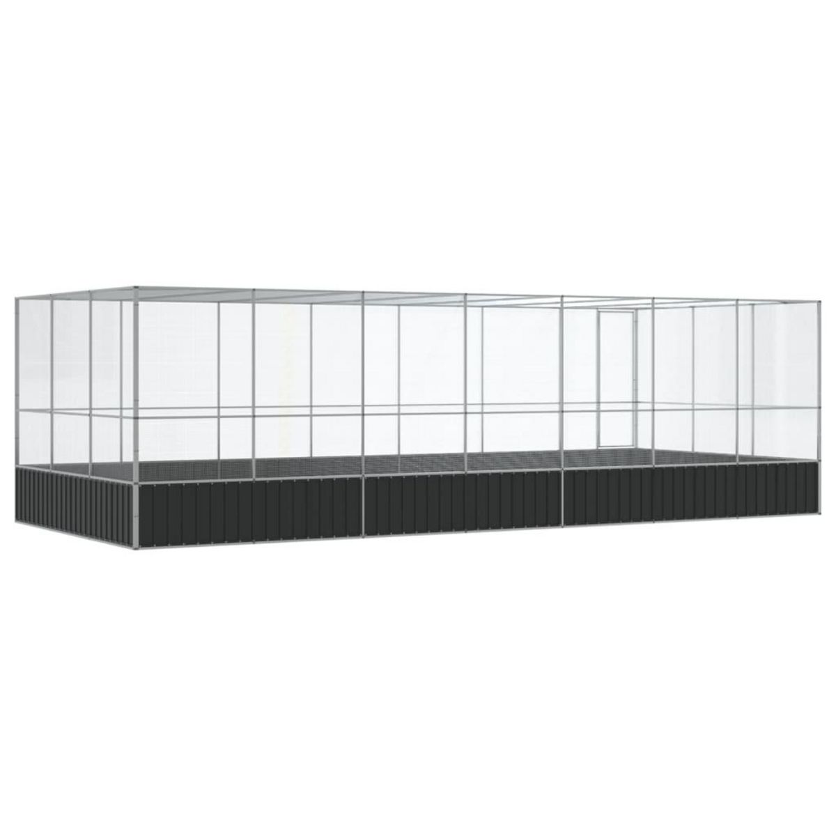 VIDAXL Voliere avec extension argente 725x307x212 cm acier