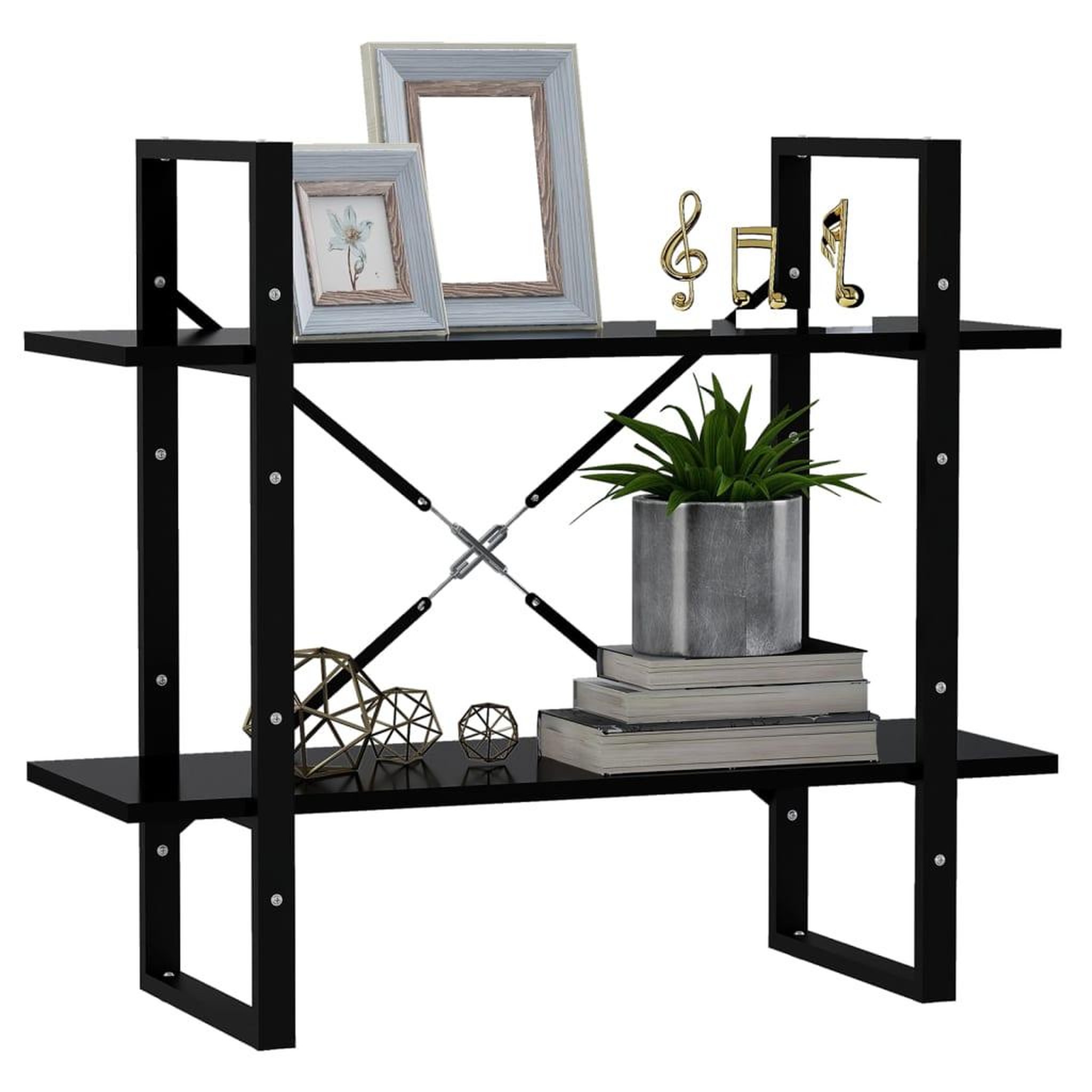 Voir la diapositive 3 : VIDAXL Bibliotheque a 2 niveaux Noir 80x30x70 cm bois d'ingenierie