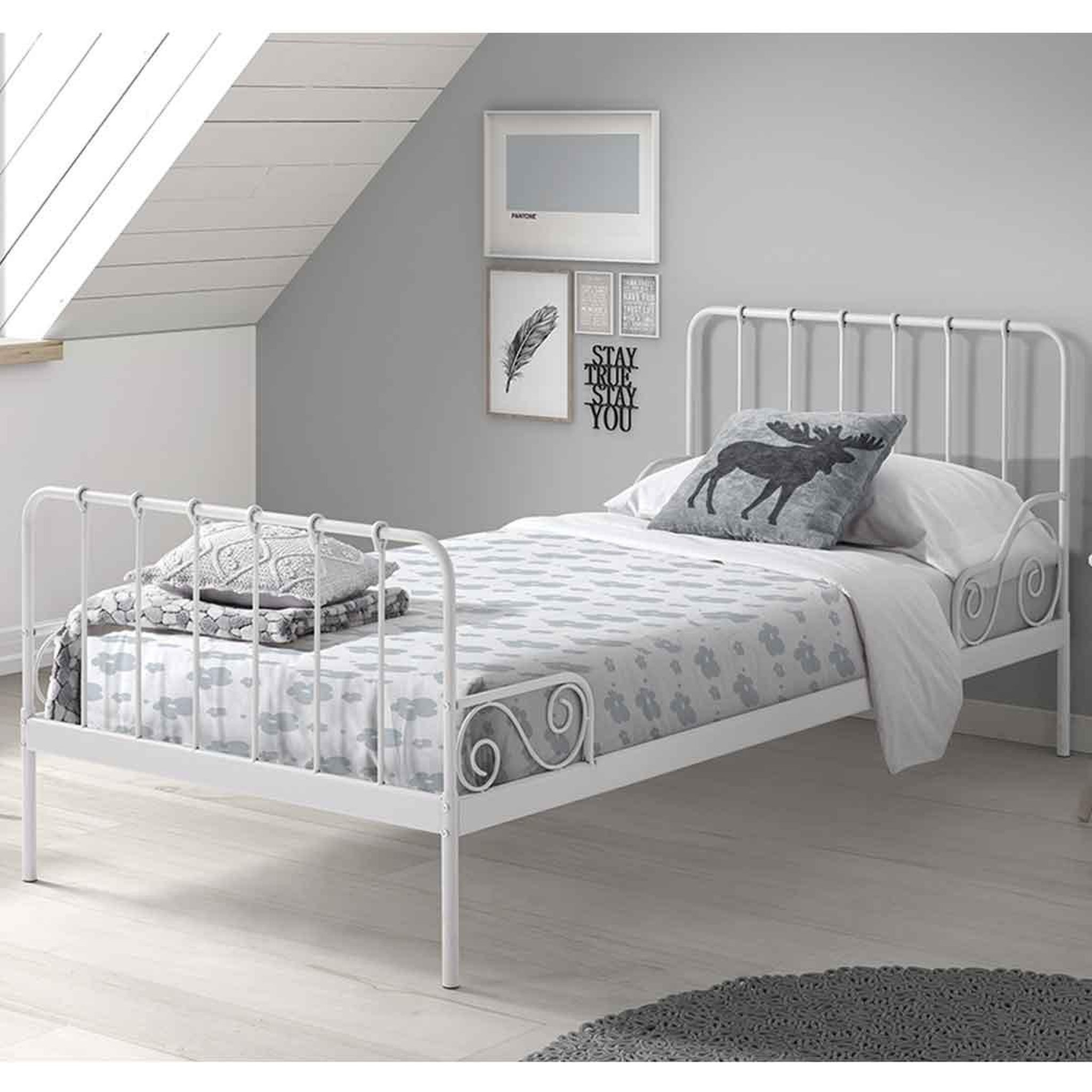 Voir la diapositive 2 : Paris Prix Lit enfant  alice  90x200cm blanc