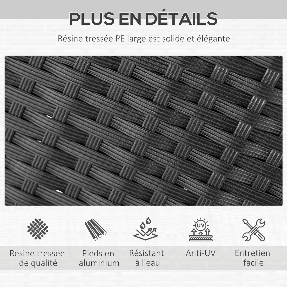 OUTSUNNY Ensemble salon de jardin 6 places style colonial coussins zippés déperlants résine tressée 4 fils bois d'acacia pré-huilé