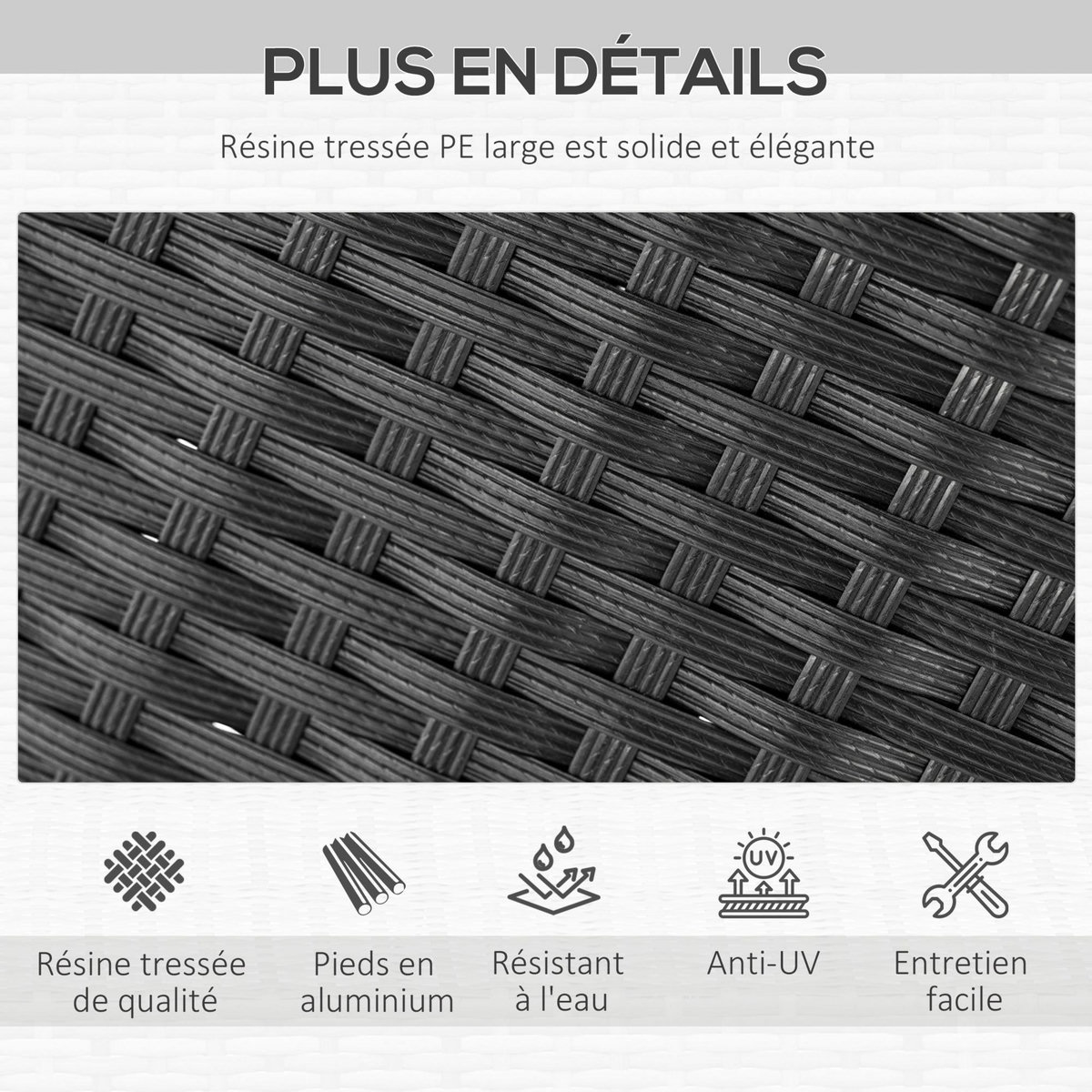 OUTSUNNY Ensemble salon de jardin 6 places style colonial coussins zippés déperlants résine tressée 4 fils bois d'acacia pré-huilé