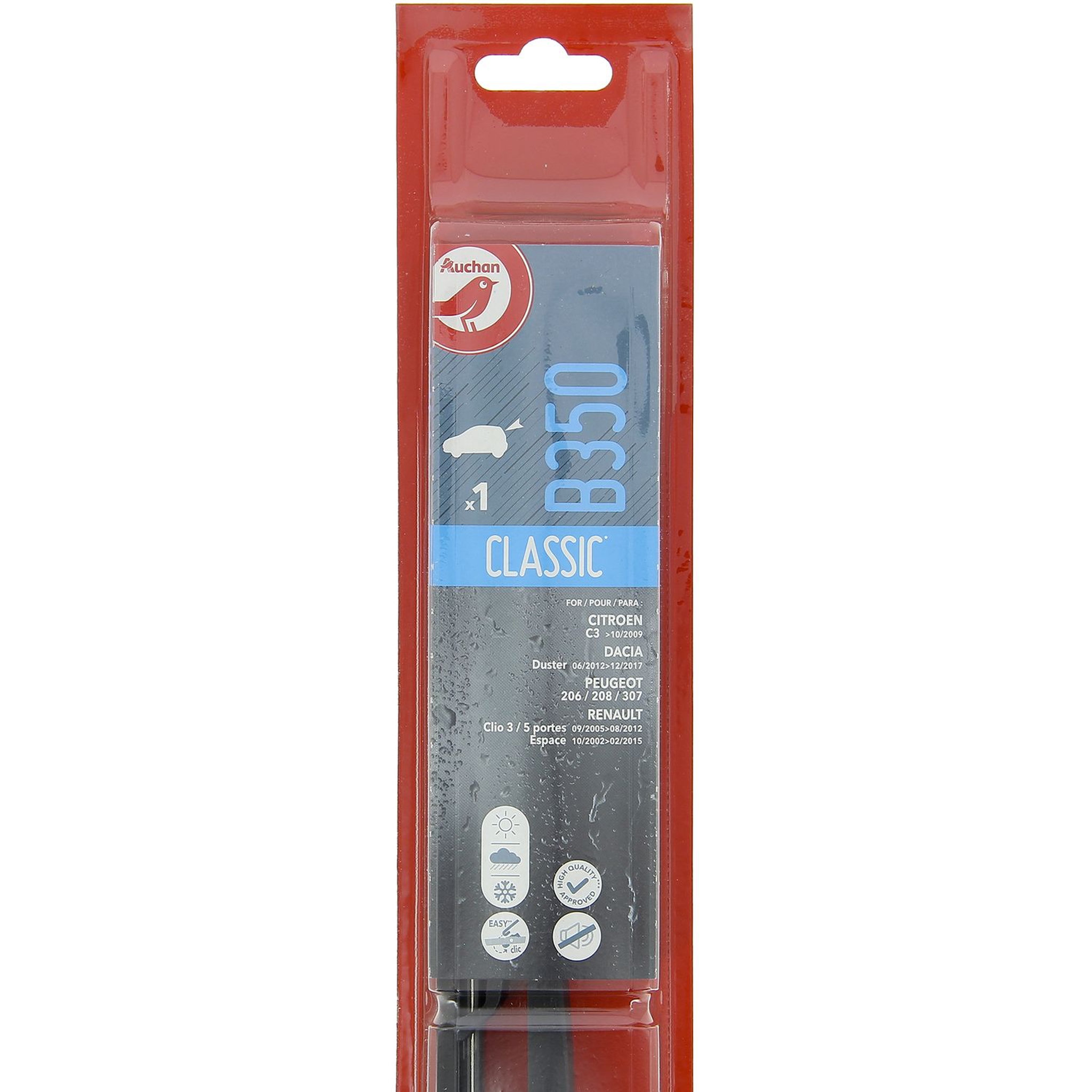 AUCHAN Balai d'essuie-glace B350 35cm pour CITROËN DACIA PEUGEOT RENAULT