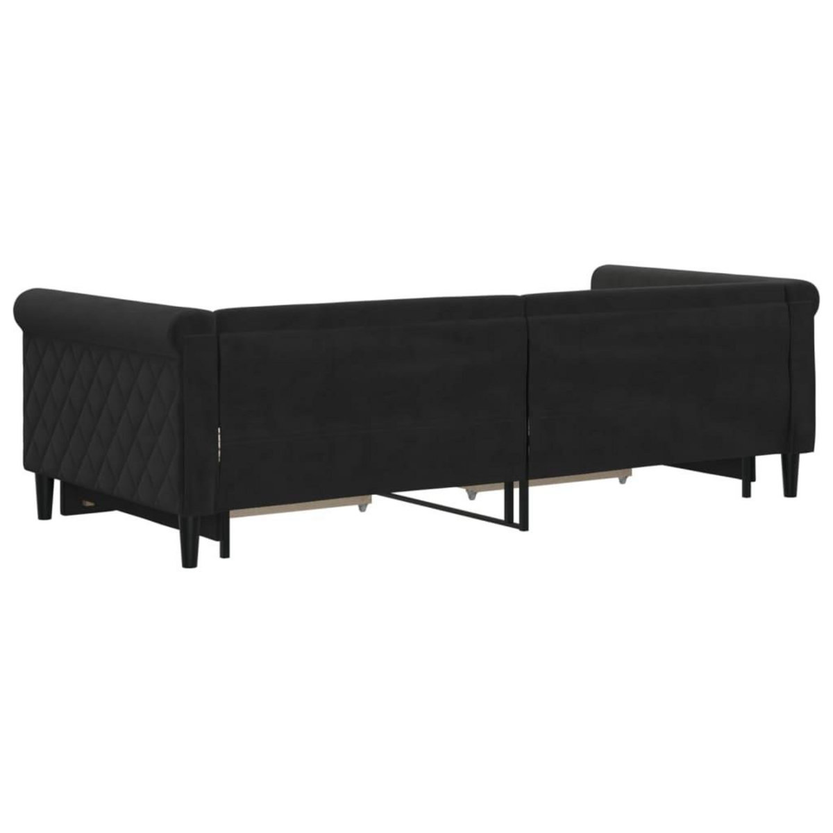 VIDAXL Lit de jour avec gigogne et tiroirs sans matelas noir 90x200 cm