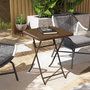 Voir la diapositive 2 : OUTSUNNY Table de jardin pliante table de camping pliable dim. 60L x 60l x 71H cm acier époxy HDPE aspect rotin tressé marron