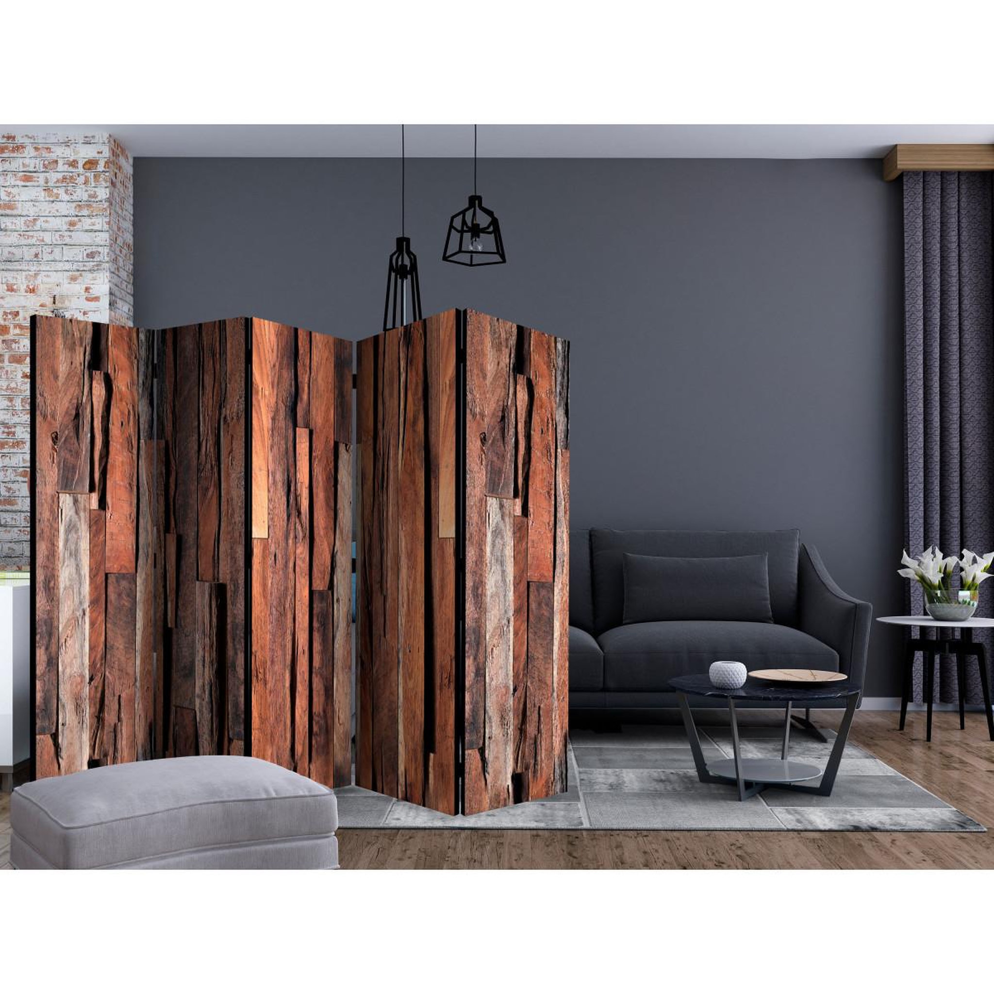 Voir la diapositive 2 : Paris Prix Paravent 5 volets  honey boards  172x225cm
