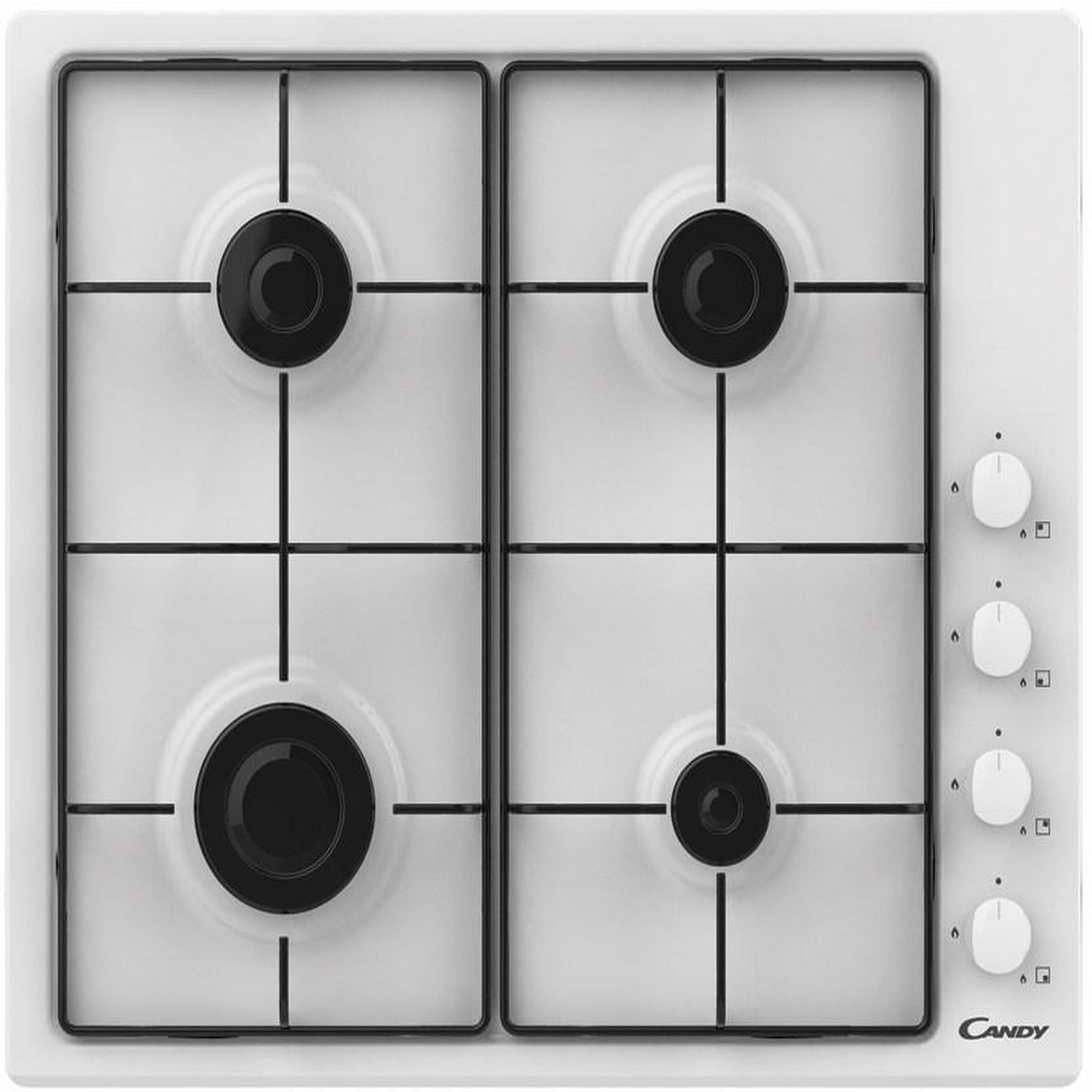 Candy Table de cuisson gaz 60cm 4 feux blanc - CHW6LWW