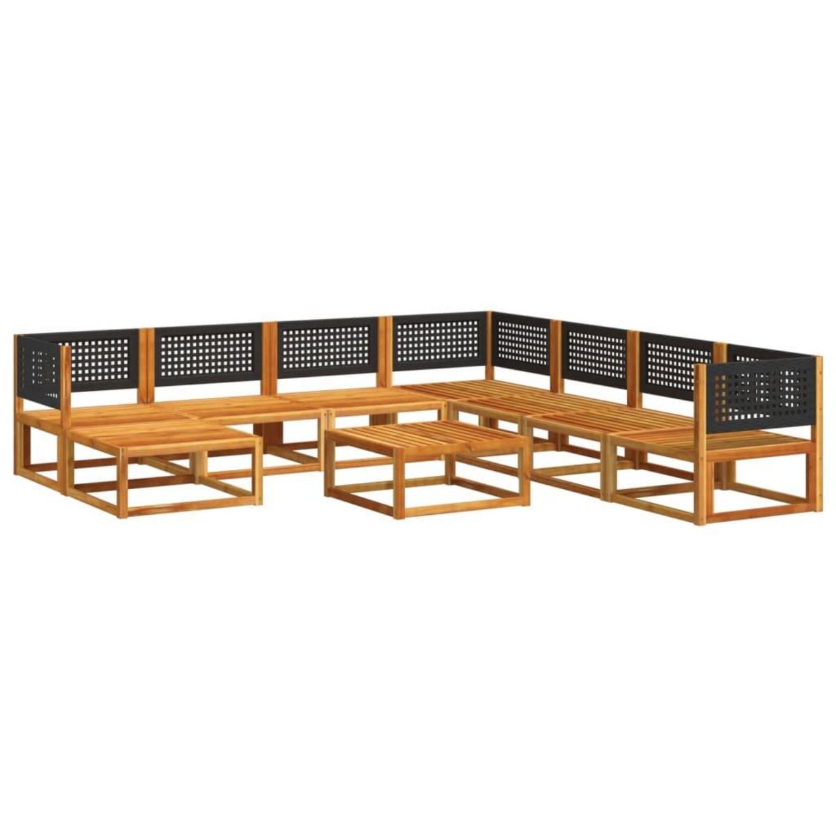 VIDAXL Salon de jardin avec coussins 9 pcs bois massif d'acacia