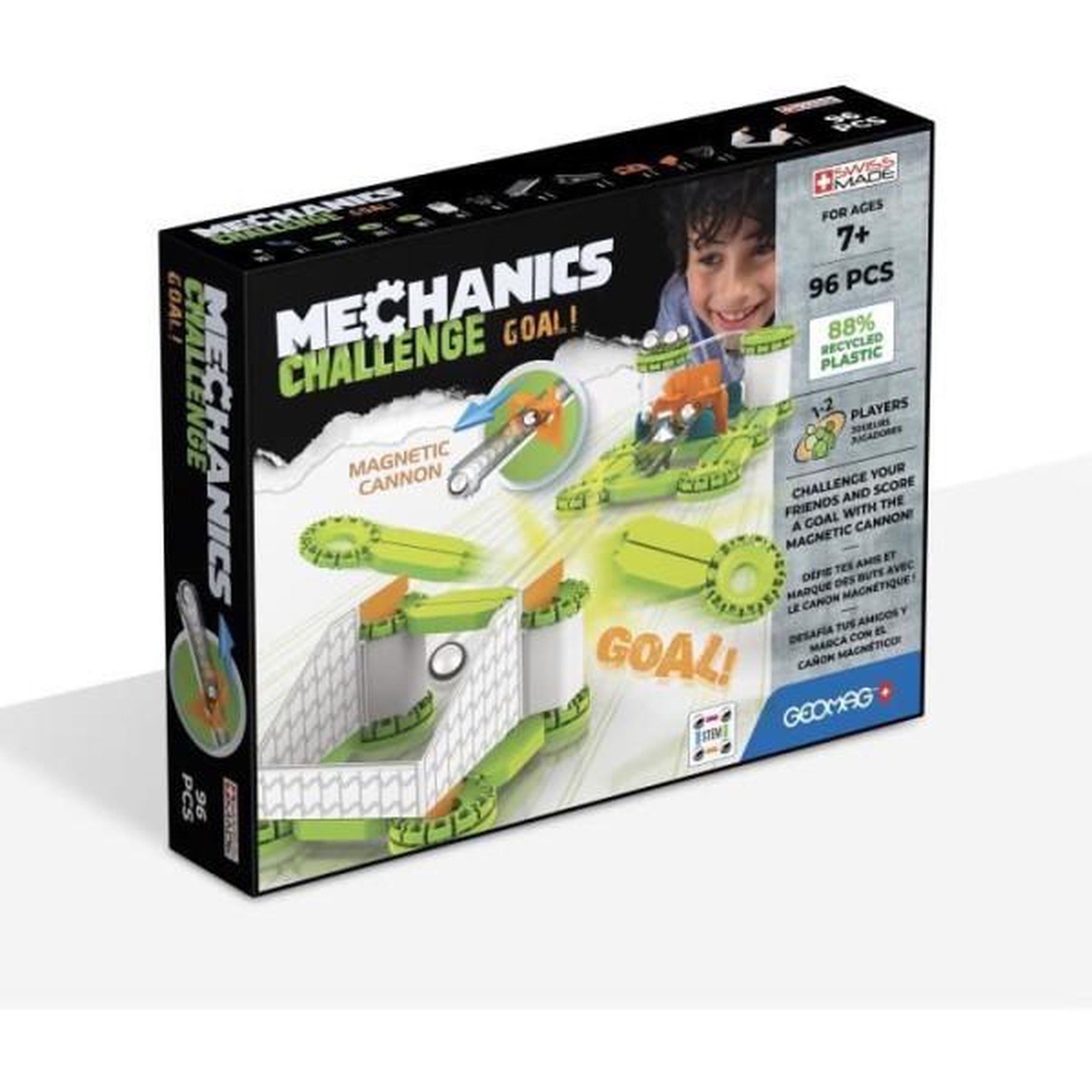 Geomag Coffret de construction - GEOMAG - Mechanics Challenge Goal! - 96 pieces - Magnétique - Jeu interactif - Plastique recyclé
