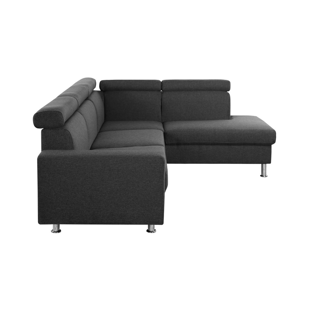 Canapé d'angle 4-5 places fixe avec LED - TOMY -Tissu gris chiné foncé - Angle droit