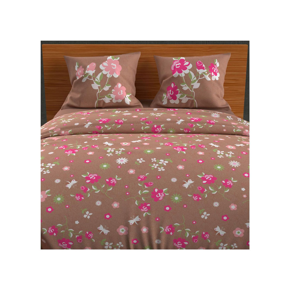Home collection Parure housse de couette 3pcs 240x220cm 100%coton 52fils lea taupe