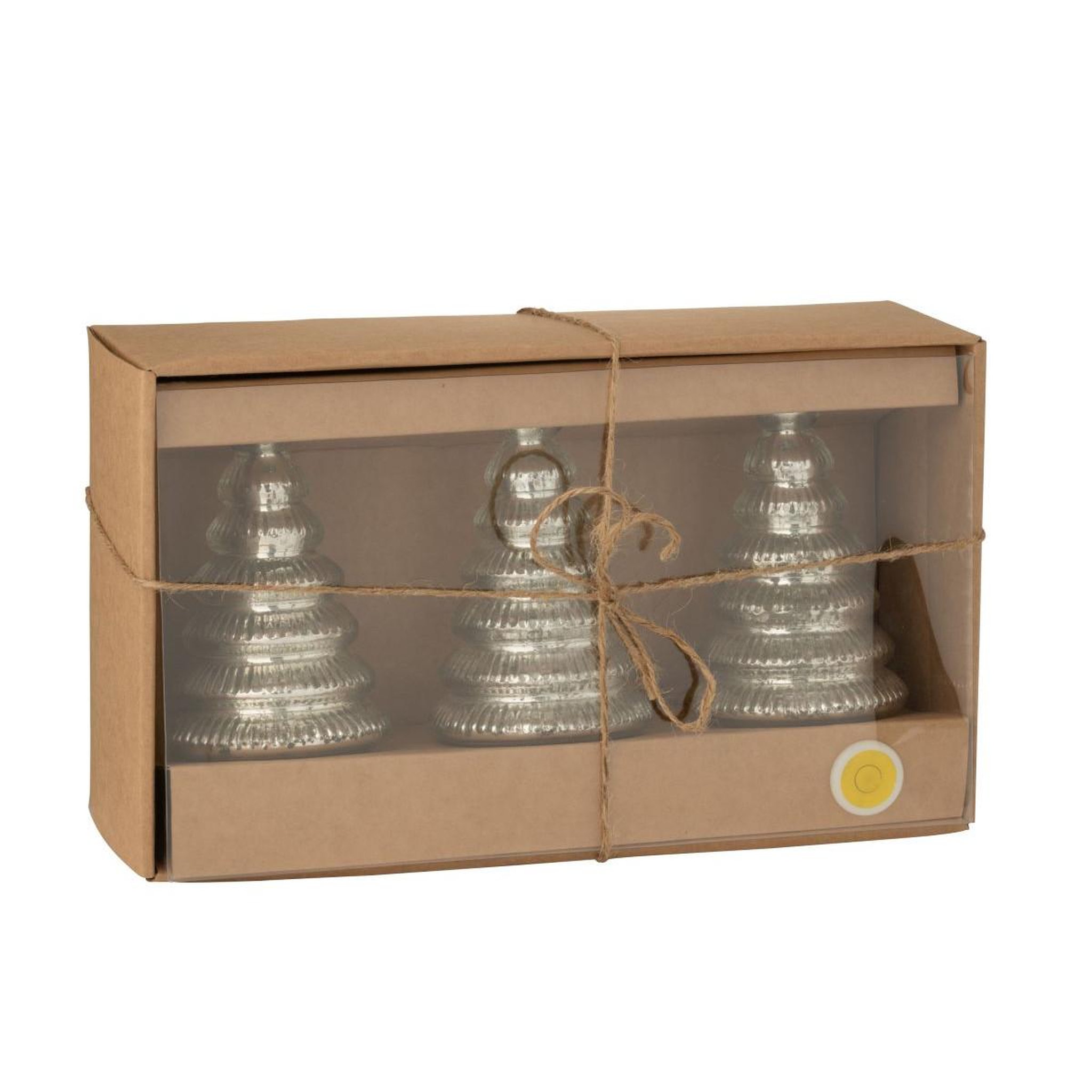 Voir la diapositive 5 : J-LINE Lot de 3 arbres led en verre  côtelé  31cm argent