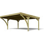 Voir la diapositive 2 : Forest Style Carport toit plat - Bois traité autoclave - 2 voitures - 30,9 m² - VICTOR MODERN