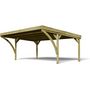 Voir la diapositive 2 : Forest Style Carport toit plat - Bois traité autoclave - 2 voitures - 30,9 m² - VICTOR MODERN
