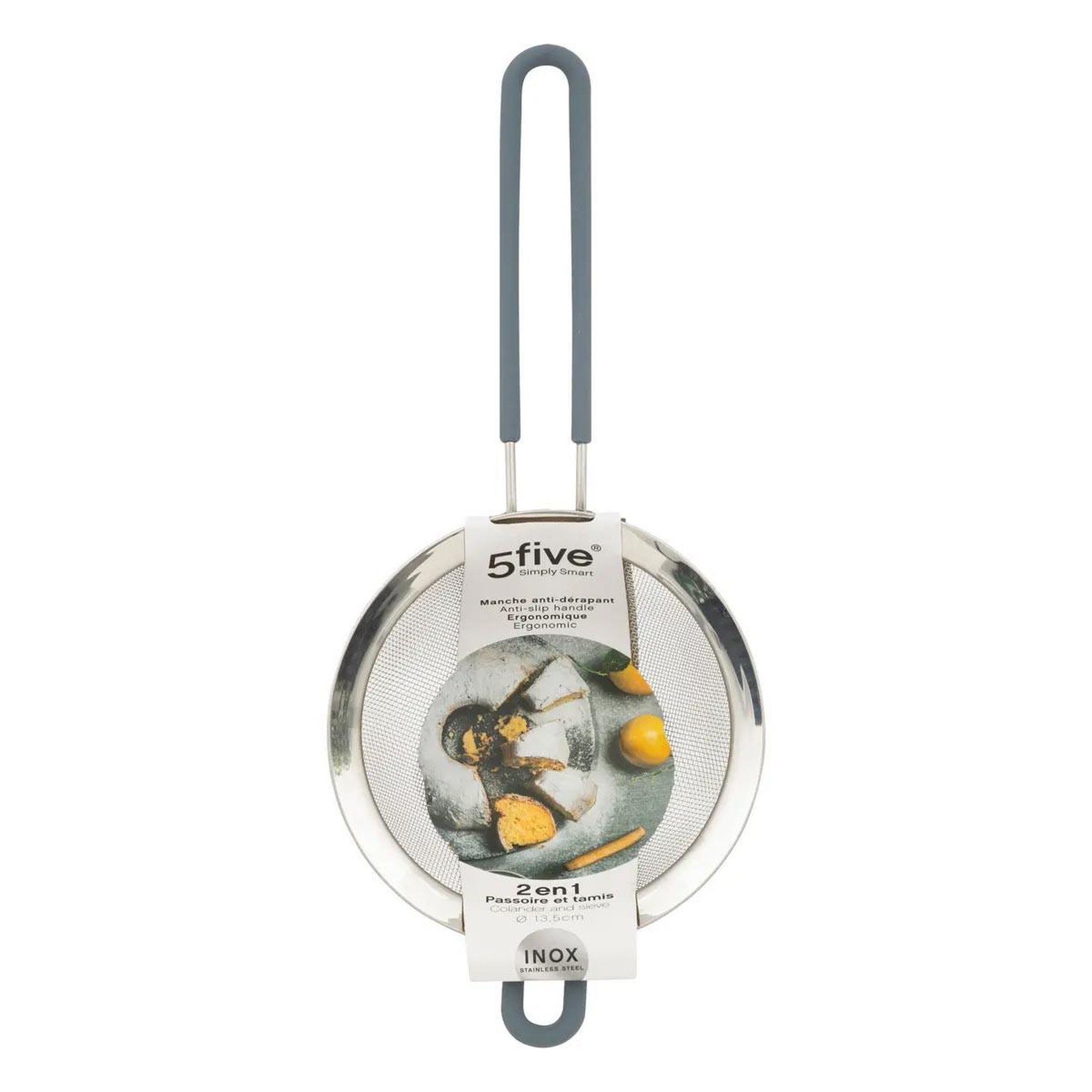 Voir la diapositive 3 : FIVE Passoire & tamis en inox  2 en 1  13cm gris