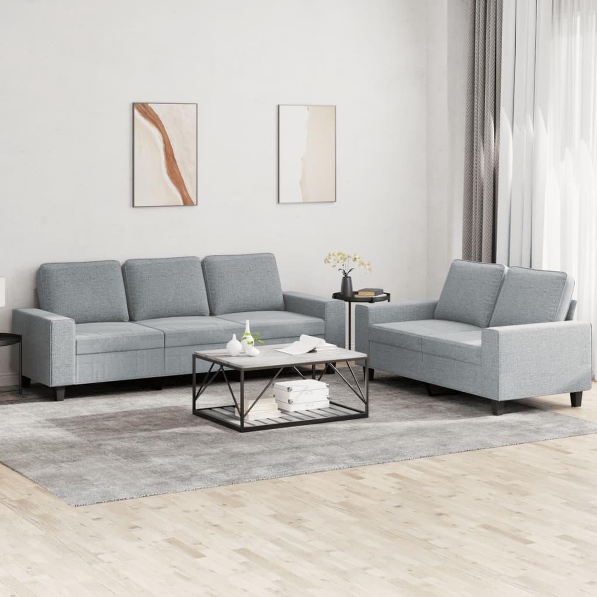 VIDAXL Ensemble de canapes 2 pcs gris clair tissu