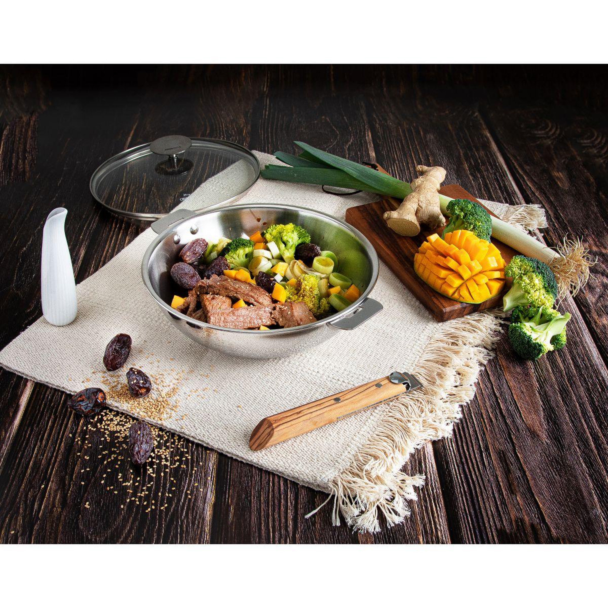 Voir la diapositive 2 : CRISTEL Wok 30cm Casteline amovible inox
