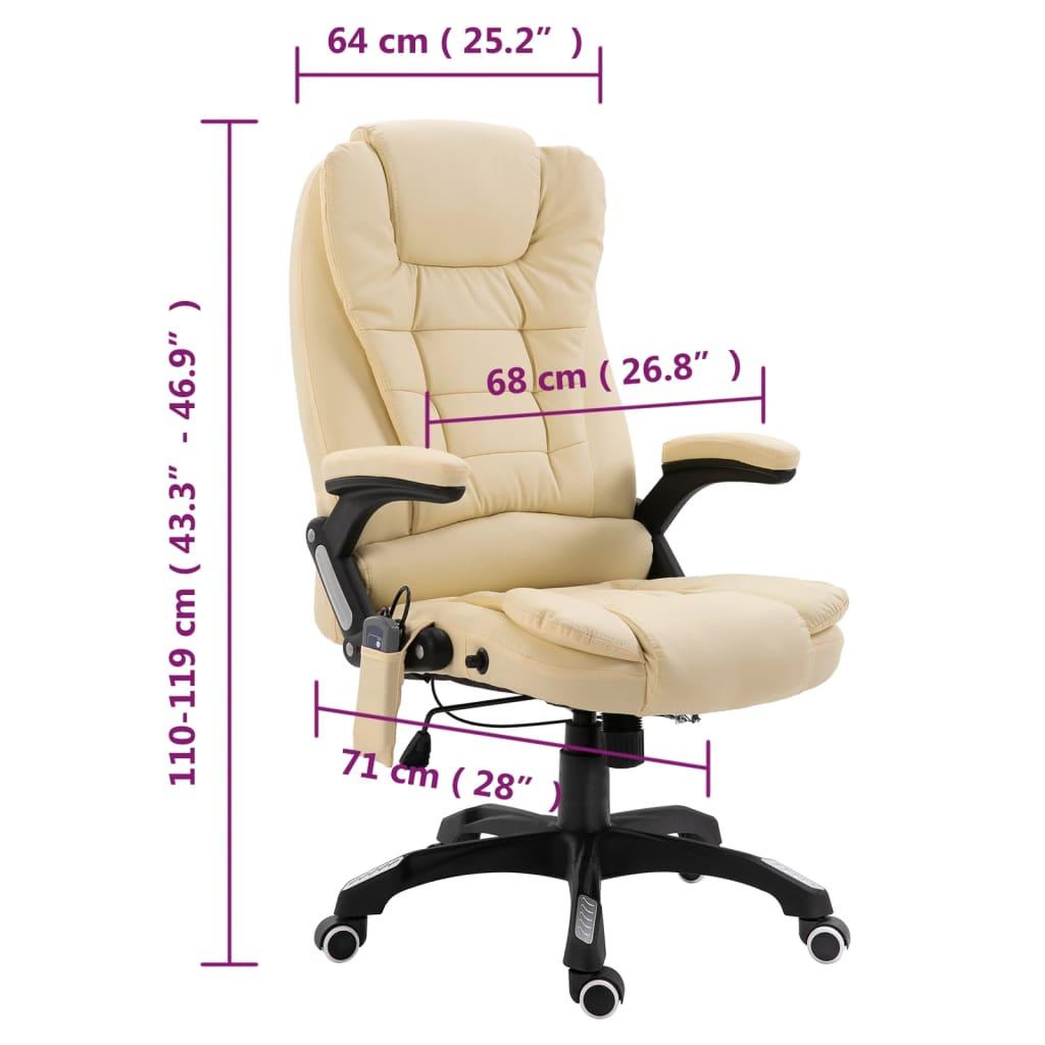 Voir la diapositive 6 : VIDAXL Chaise de bureau de massage Creme Similicuir