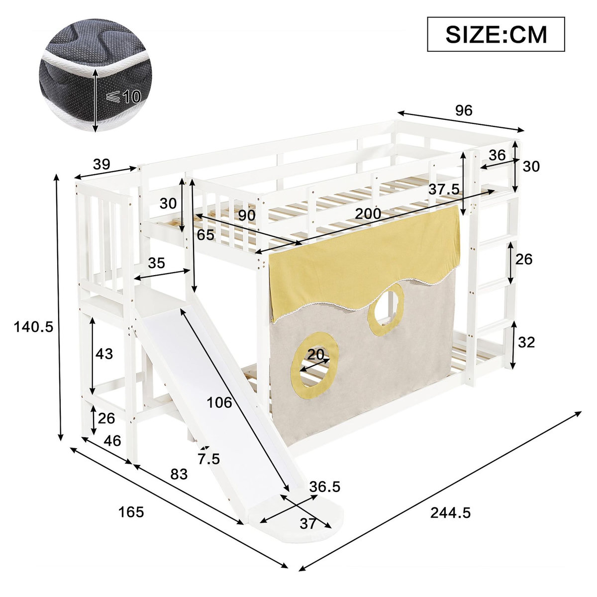 MERAX Lit mezzanine enfant