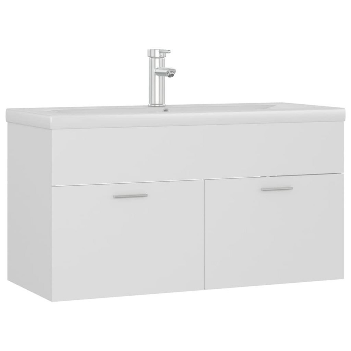 VIDAXL Armoire d'evier avec lavabo integre Blanc Agglomere