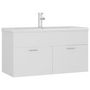 Voir la diapositive 2 : VIDAXL Armoire d'evier avec lavabo integre Blanc Agglomere