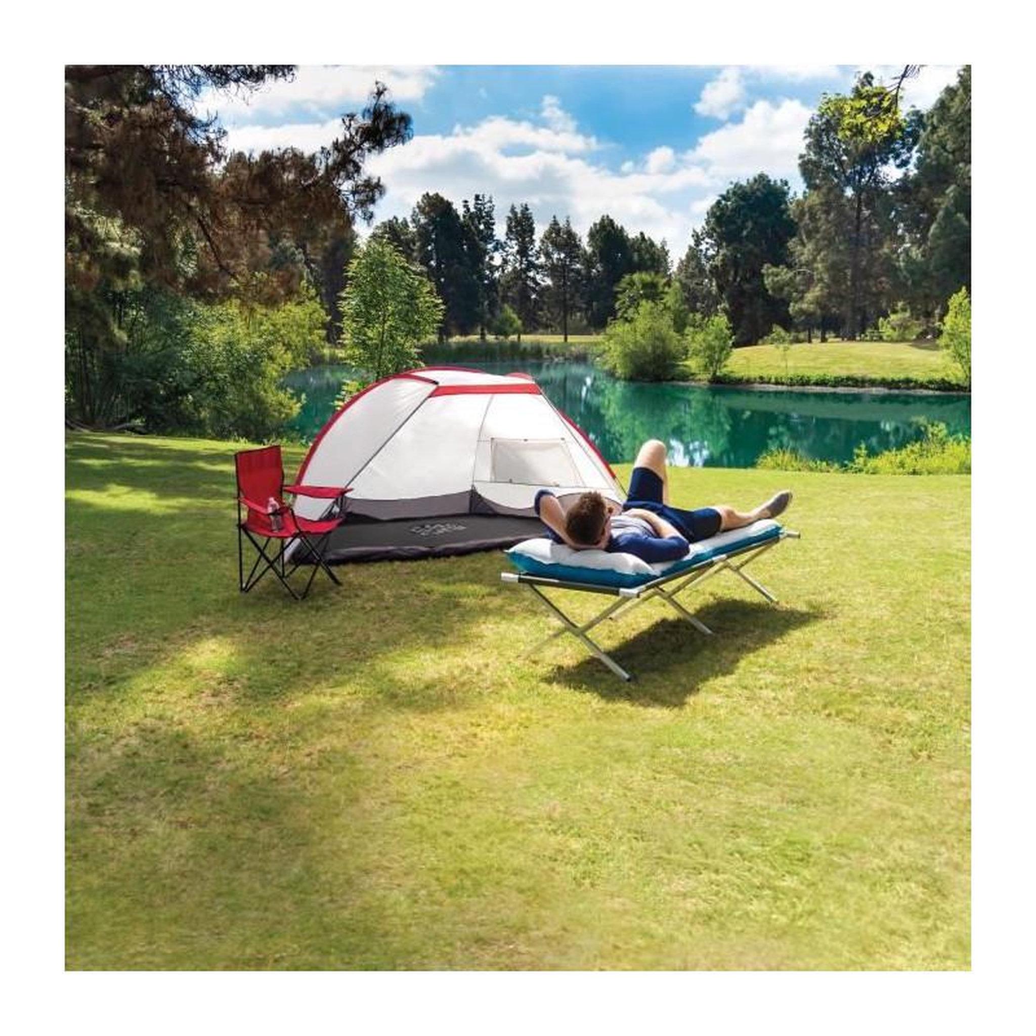 Voir la diapositive 2 : INTEX Matelas gonflable 1 place  camping  184cm bleu