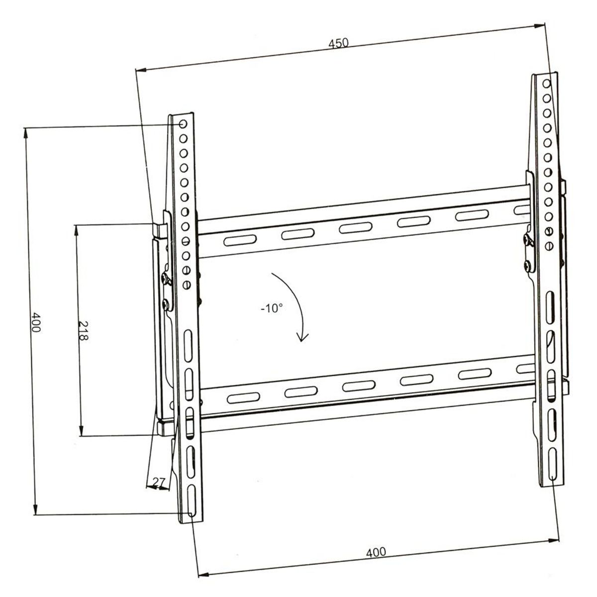 tectake Support mural TV 26 - 75  inclinable, VESA max.: 400x400, max. 100kg