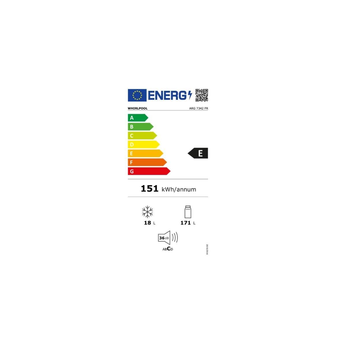 Whirlpool Réfrugérateur 1 porte intégrable à glissières 189l - ARG7342FR