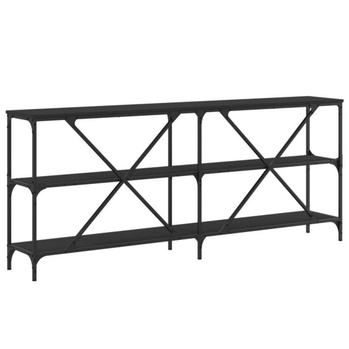 VIDAXL Table console noir 180x30x75 cm bois d ingénierie et fer