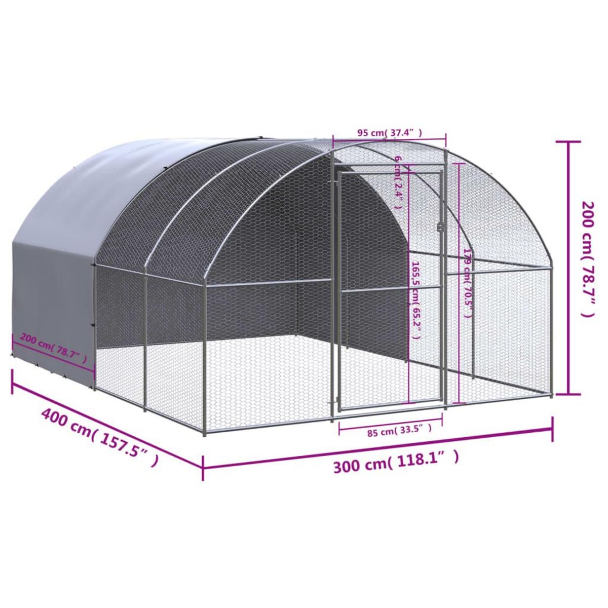 VIDAXL Poulailler d'exterieur 3x4x2 m Acier galvanise