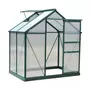 OUTSUNNY Serre de jardin aluminium polycarbonate 2,51 m² dim. 1,9L x 1,32l x 2,01H m lucarne, porte coulissante + fondation incluse alu. vert polycarbonate transparent
